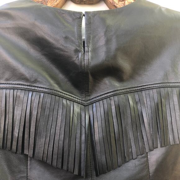 Zadig Voltaire Deluxe Lamb Leather Fringe Moto Top Black Small - Picture 10 of 12